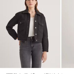 Quince merino wool cropped shirt jacket small black